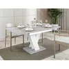 Image de Xandriel - table à manger extensible - gris et blanc - 4 à 6 personnes - Blanc/chêne clair