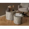 Image de Pueblo - lot de 2 tables basses rondes - effet marbre gris - 58 et 50 cm - Gris