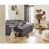 Image de Collins - canapé droit 4 places avec double méridienne - assise profonde - velours côtelé grosses côtes - Gris