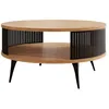 Image de Forini - table basse ronde - aspect chêne naturel et noir - 1 niche - 75 cm - Noir / Bois