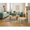 Image de Walter - canapé 2 places chesterfield en velours - pieds bois - Bleu