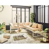Image de Anoha   salon de jardin dangle en acier blanc   5 places - coussins beige et table incluse - Blanc/Beige