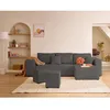 Image de Topaze - canapé dangle réversible 4 places - convertible avec coffre tablette et poufs - en velours côtelé - Gris