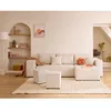Image de Topaze - canapé dangle réversible 4 places - convertible avec coffre tablette et poufs - en velours côtelé - Beige