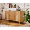 Image de Milazzo - buffet bas - bois plaqué chêne et cannage - 3 tiroirs et 2 portes - 160 cm - Bois