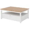 Image de Francesco - table basse - effet bois et blanc - 1 tiroir et 1 niche - 104 cm - Bois / Blanc
