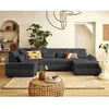 Image de Vermont - canapé panoramique dangle gauche 7 places en velours côtelé - Gris foncé