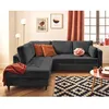 Image de Anna - canapé dangle gauche 5 places convertible en velours texturé - Gris Anthracite