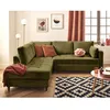Image de Anna - canapé dangle gauche 5 places convertible en velours texturé - Vert Olive
