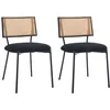 Image de Luciano - lot de 2 chaises cannage - en tissu bouclette - Noir
