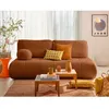 Image de Bowie - canapé 3 places convertible coffre + coussin rond inclus en tissu texturé - Terracotta