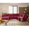 Image de Rune - canapé panoramique dangle droit 7 places en velours texturé - Prune