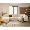 Image de Rune - canapé panoramique dangle droit 7 places en velours texturé - Beige