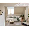 Image de Collins - canapé droit 4 places avec double méridienne - assise profonde - en velours texturé - Beige