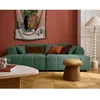 Image de Ray - canapé droit 4 places avec double méridienne - assise profonde - en tissu texturé - Vert sauge