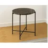 Image de Ezaro - table basse ronde - 42 cm - plateau en marbre - pieds en acier - Marron
