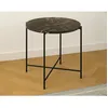 Image de Ezaro - table basse ronde - 52 cm - plateau en marbre - pieds en acier - Marron