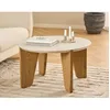 Image de Noeva - table basse - pieds en chêne - plateau effet travertin - 80 cm - Bois