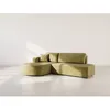 Image de Miro - Canapé dangle gauche 4 places convertible avec coffre en velours texturé - Vert Olive