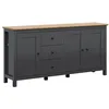 Image de Buffet 3 portes 3 tiroirs Petits-meubles - Duck - 199 x 44 x 96cm - Gris Anthracite et Bois