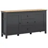 Image de Buffet 2 portes 3 tiroirs Petits-meubles - Duck - 186 x 44 x 96cm - Gris Anthracite et Bois