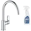 Image de robinet mitigeur cuisine GROHE Bauloop bec haut + produit entretien