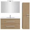 Image de Pack meuble vasque 100 cm JACOB DELAFON Ola up chêne + colonne + miroir + spot