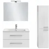 Image de Pack meuble vasque 80 cm JACOB DELAFON Ola up blanc + colonne + miroir + spot