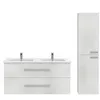 Image de Meuble double vasque 120 cm JACOB DELAFON Ola up + colonne de salle de bain blanc
