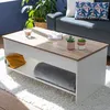 Image de Table basse avec plateau relevable blanche et bois HEDDA