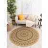 Image de Tapis Rond - NAZAR RUGS - NATURE - 120x120 cm - Effet Jute - Noir - Motif Oriental