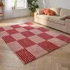 Image de Tapis vintage - NAZAR RUGS - GROOVY - Rouge - 80x150 cm - Motif damier
