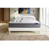 Image de Pack lit complet 200x200 cm - Matelas + Sommier Blanc (en kit) + 2 oreillers + Couette - ActiMemo Ze