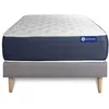 Image de Ensemble Matelas Sommier 90x200 cm - Sommier Gris (en kit) - Actiflex Sleep
