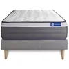Image de Ensemble Matelas Sommier 90x200 cm - Sommier Gris (en kit) - Actilatex Plus