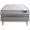 Image de Ensemble Matelas Sommier 90x190 cm - Sommier Gris (en kit) - Actimemo Night