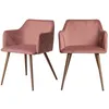 Image de Lot de 2 chaises avec accoudoirs en velours rose - Daisy - Rendez-Vous Déco