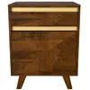 Image de Table de chevet en bois détails dorés 1 tiroir et 1 porte - Tripoli - Maison Pavane