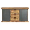 Image de Buffet en bois 3 tiroirs 2 portes coulissantes en métal - Tabuk - Maison Pavane