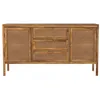 Image de Buffet en cannage et bois 2 portes 3 tiroirs - Tiki - Maison Pavane
