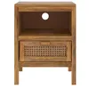 Image de Table de chevet en cannage et bois 1 tiroir et 1 niche - Tiki - Rendez-Vous Déco