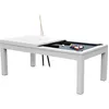 Image de Table de billard convertible blanche tapis gris - Eddie - Maison Pavane