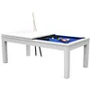 Image de Table de billard convertible blanche tapis bleu - Eddie - Maison Pavane