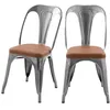 Image de Lot de 2 chaises en métal chrome et cuir synthétique marron - Charly - Rendez-Vous Déco
