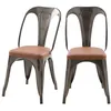 Image de Lot de 2 chaises en métal gris et cuir synthétique marron - Charly - Maison Pavane