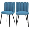 Image de Lot de 2 chaises en velours bleu et pieds en métal noir - Rosy - Rendez-Vous Déco