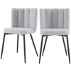 Image de Lot de 2 chaises en tissu gris et pieds en métal noir - Rosy - Rendez-Vous Déco