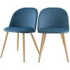 Image de Lot de 2 chaises en velours bleu et pieds en métal - Cozy - Maison Pavane