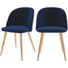 Image de Lot de 2 chaises en velours bleu foncé et pieds en métal - Cozy - Rendez-Vous Déco
