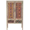 Image de Armoire 2 portes 2 tiroirs en manguier et cannage coloré - Massaï - Maison Pavane